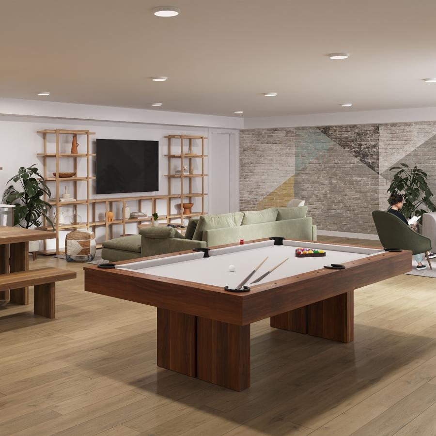 living room with pool table