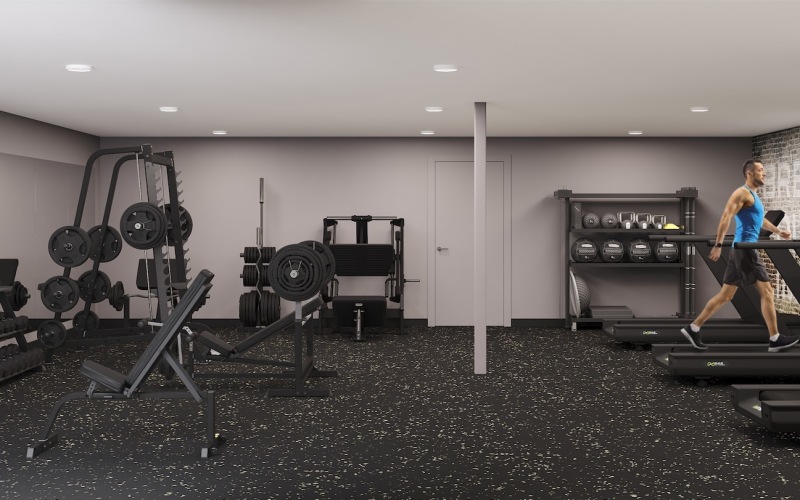 a person running in a gym